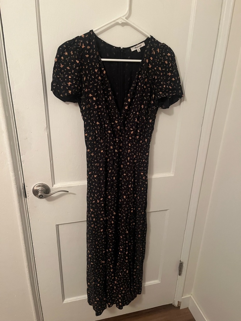 Madewell Black Maxi Dress with Peach Floral Print